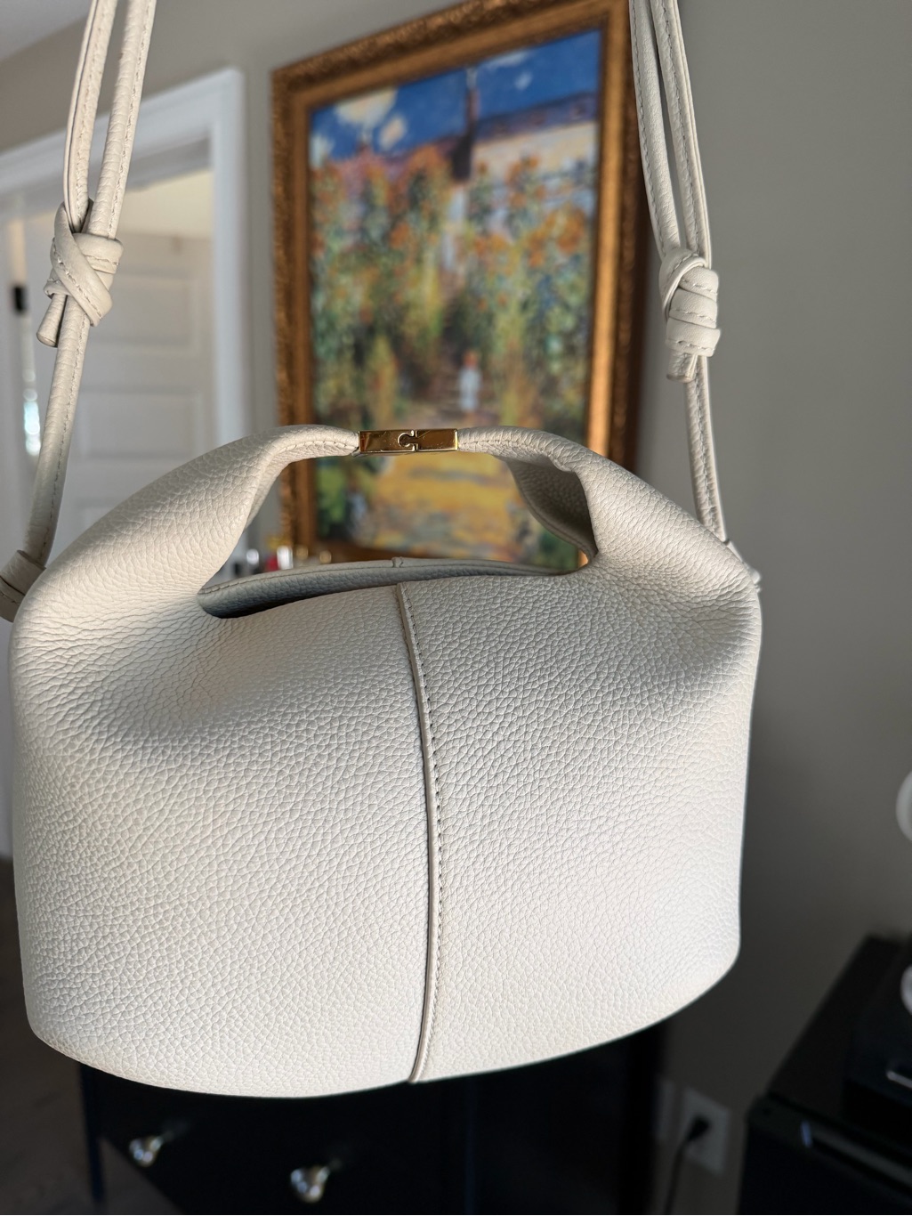 Polne Bri Textured Chalk Leather Crossbody Bag Like New